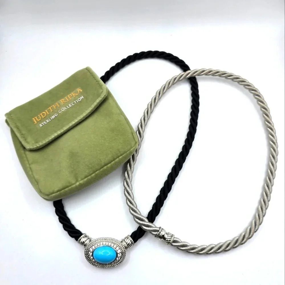 Judith Ripka Silver Sleeping Beauty w/ Interchangeable Rope Cords Necklace